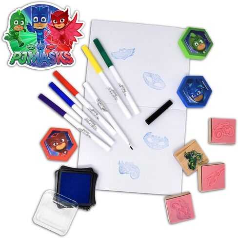 مجموعة أدوات التلوين والأنشطة من بي جي ماسكس، مجموعة أدوات حرفية خالية من الفوضى للأطفال الصغار والأطفال، تتضمن لوازم الرسم الفنية كتاب رسم و6 أقلام تلوين و3 إسفنج و4 أختام خشبية in Kuwait