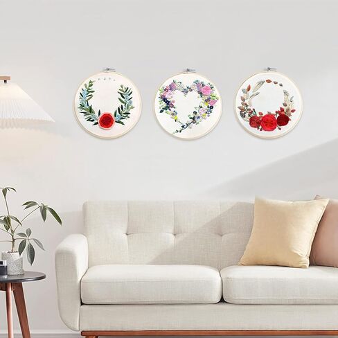 مجموعة أدوات التطريز DIY للمبتدئين من Creativease، مجموعة مكونة من 3 قطع | تصاميم الأزهار والنباتات للبالغين والأطفال على حد سواء | مع طوق من الخيزران مقاس 20 سم، وقماش 28 * 29 سم، وتعليمات خطوة بخطوة! in Saudi Arabia
