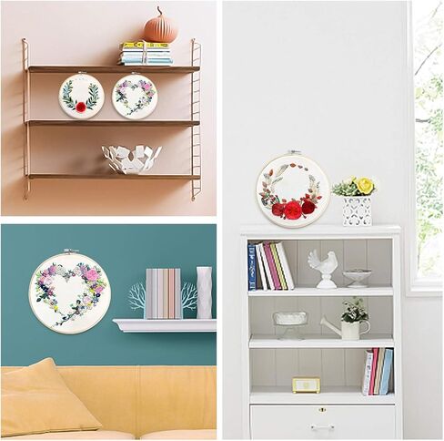 مجموعة أدوات التطريز DIY للمبتدئين من Creativease، مجموعة مكونة من 3 قطع | تصاميم الأزهار والنباتات للبالغين والأطفال على حد سواء | مع طوق من الخيزران مقاس 20 سم، وقماش 28 * 29 سم، وتعليمات خطوة بخطوة! in Saudi Arabia