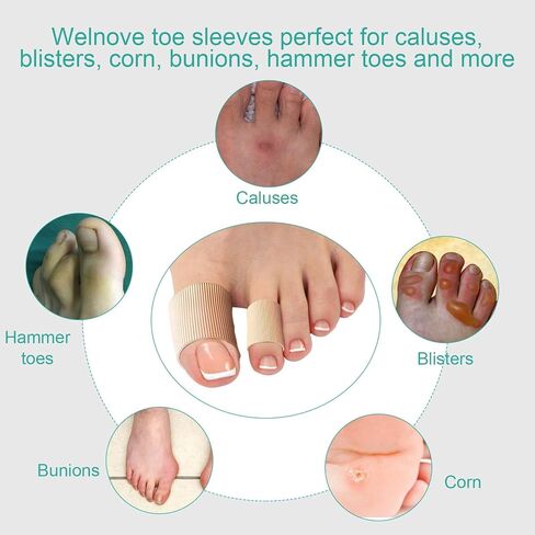 MQUPIN Toe Tubes Sleeves Cuttable Gel Toe Caps Finger Cap Toe Covers Sleeves Gel Corn Pad Protectors for Cushions Corns, Blisters, Calluses（L） in Kuwait