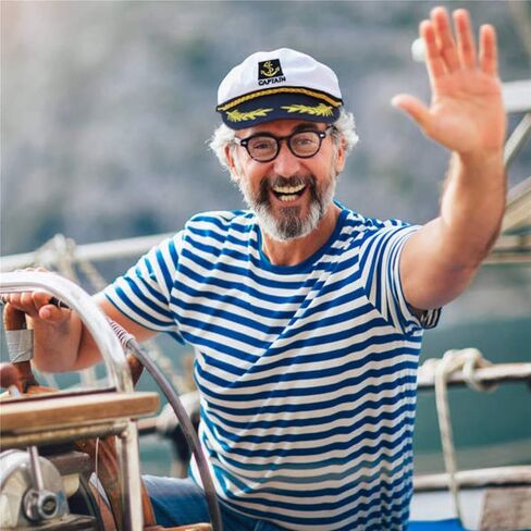 D-Fokes قطعتان من قبعة البحرية البحرية على شكل أدميرال - قبعة بحار سفينة قابلة للتعديل، قبعة كابتن قارب اليخت، قبعات حفلات مرحة لإكسسوارات أزياء البالغين in Kuwait