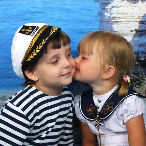 D-Fokes قطعتان من قبعة البحرية البحرية على شكل أدميرال - قبعة بحار سفينة قابلة للتعديل، قبعة كابتن قارب اليخت، قبعات حفلات مرحة لإكسسوارات أزياء البالغين in Kuwait