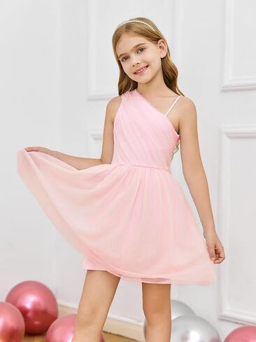 Girls One Shoulder Tutu Dress Formal Birthday Party Tulle Dresses 5-14 Years in Saudi Arabia