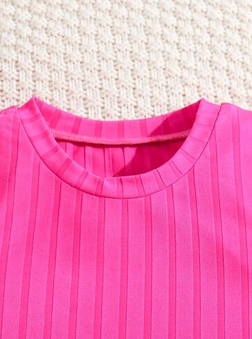 Hilinker Girls Ribbed Knit Sleeveless Dress Side Split Crew Neck Tank Dresses in Saudi Arabia