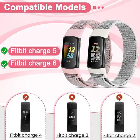 4 Pack Nylon Watch Bands Compatible with Fitbit Charge 6/Fitbit Charge 5, Adjustable Breathable Replacement Nylon Wristband Fitbit Charge 5 Charge 6 Sport Strap for Women Men in Saudi Arabia