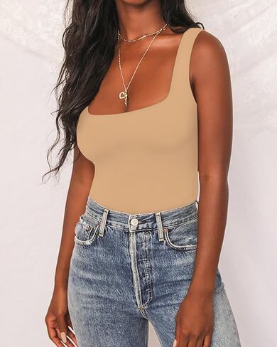 سالوبيت نسائي من Allchic برقبة واسعة وقمصان بدون أكمام بظهر Racer Back بدون أكمام in Kuwait