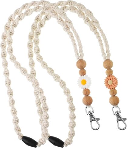 2 Pcs Boho Lanyards for ID Badges Silicone Teacher Beaded Lanyards Cute Lanyard ID Badge Lanyard for Women Nurse Employees Students Lanyard Strap Boho Gift in Saudi Arabia