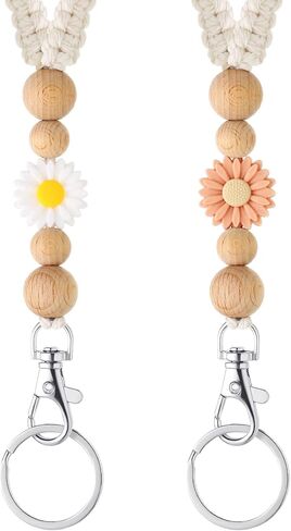 2 Pcs Boho Lanyards for ID Badges Silicone Teacher Beaded Lanyards Cute Lanyard ID Badge Lanyard for Women Nurse Employees Students Lanyard Strap Boho Gift in Saudi Arabia