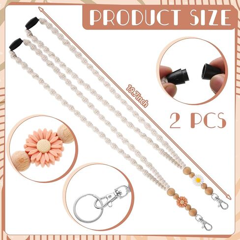 2 Pcs Boho Lanyards for ID Badges Silicone Teacher Beaded Lanyards Cute Lanyard ID Badge Lanyard for Women Nurse Employees Students Lanyard Strap Boho Gift in Saudi Arabia