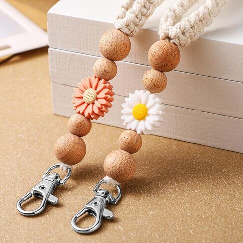 2 Pcs Boho Lanyards for ID Badges Silicone Teacher Beaded Lanyards Cute Lanyard ID Badge Lanyard for Women Nurse Employees Students Lanyard Strap Boho Gift in Saudi Arabia