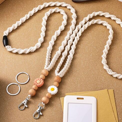 2 Pcs Boho Lanyards for ID Badges Silicone Teacher Beaded Lanyards Cute Lanyard ID Badge Lanyard for Women Nurse Employees Students Lanyard Strap Boho Gift in Saudi Arabia