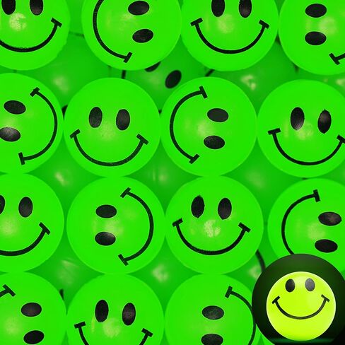 Bouncy Balls for Kids - 1" Glow in The Dark Smile Face Bouncy Balls - Bulk Rubber Balls - Vending Machine Toys - Party Favors Goody Bag Stuffers Classroom Prizes in Saudi Arabia