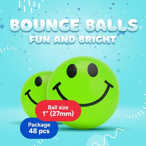 Bouncy Balls for Kids - 1" Glow in The Dark Smile Face Bouncy Balls - Bulk Rubber Balls - Vending Machine Toys - Party Favors Goody Bag Stuffers Classroom Prizes in Saudi Arabia