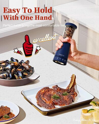 Electric Salt and Pepper Grinder Set with Storage Base, Stainless Steel Rechargeable Salt and Pepper Grinder Set with 4.5oz Large Capacity, 1.8" Wide Mouth, Adjustable Coarseness, Ideal for Kitchen in Saudi Arabia
