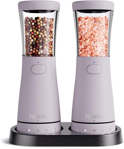 Electric Salt and Pepper Grinder Set with Storage Base, Stainless Steel Rechargeable Salt and Pepper Grinder Set with 4.5oz Large Capacity, 1.8" Wide Mouth, Adjustable Coarseness, Ideal for Kitchen in Saudi Arabia