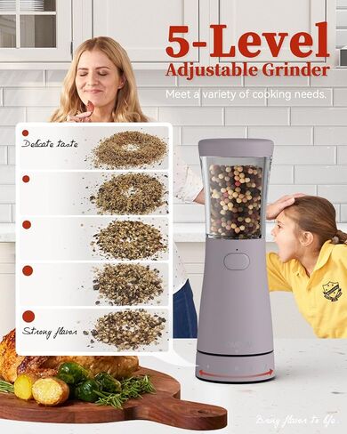 Electric Salt and Pepper Grinder Set with Storage Base, Stainless Steel Rechargeable Salt and Pepper Grinder Set with 4.5oz Large Capacity, 1.8" Wide Mouth, Adjustable Coarseness, Ideal for Kitchen in Saudi Arabia