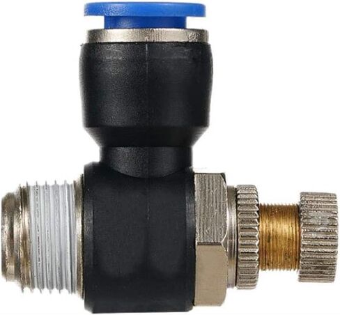 دفع الأعمال المعدنية لتوصيل خط الهواء المناسب صمام التحكم في تدفق الهواء 6 مم أنبوب OD × 3/8 "BSP ذكر الكوع 90 درجة (حزمة من 2) in Kuwait