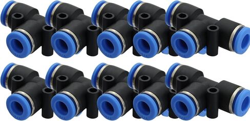 Push to Connect Air Line Fittings Tube tee 1/4" Od Air Line Union 3 Ways Push Fit Fittings Tube Push Air Fitting Air Quick Connect Fittings (5 Pack tee) in Saudi Arabia