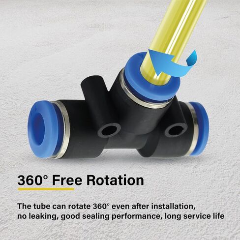 Push to Connect Air Line Fittings Tube tee 1/4" Od Air Line Union 3 Ways Push Fit Fittings Tube Push Air Fitting Air Quick Connect Fittings (5 Pack tee) in Saudi Arabia