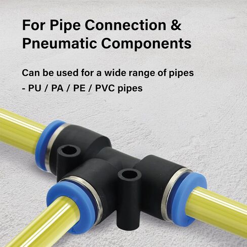 Push to Connect Air Line Fittings Tube tee 1/4" Od Air Line Union 3 Ways Push Fit Fittings Tube Push Air Fitting Air Quick Connect Fittings (5 Pack tee) in Saudi Arabia