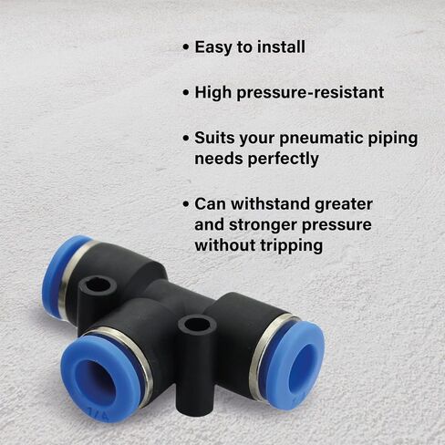 Push to Connect Air Line Fittings Tube tee 1/4" Od Air Line Union 3 Ways Push Fit Fittings Tube Push Air Fitting Air Quick Connect Fittings (5 Pack tee) in Saudi Arabia