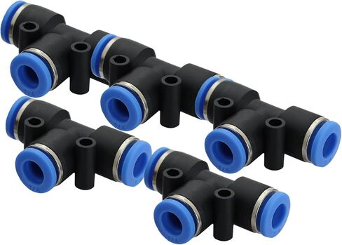 Push to Connect Air Line Fittings Tube tee 1/4" Od Air Line Union 3 Ways Push Fit Fittings Tube Push Air Fitting Air Quick Connect Fittings (5 Pack tee) in Saudi Arabia