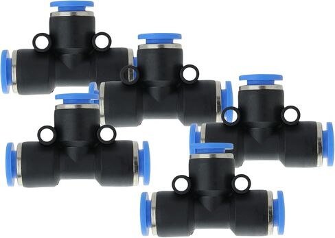 Push to Connect Air Line Fittings Tube tee 1/4" Od Air Line Union 3 Ways Push Fit Fittings Tube Push Air Fitting Air Quick Connect Fittings (5 Pack tee) in Saudi Arabia