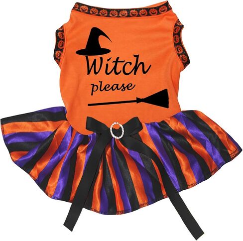 Petitebella Witch Please Puppy Dog Dress (Black/Gold Cobweb, X-Small) in Saudi Arabia