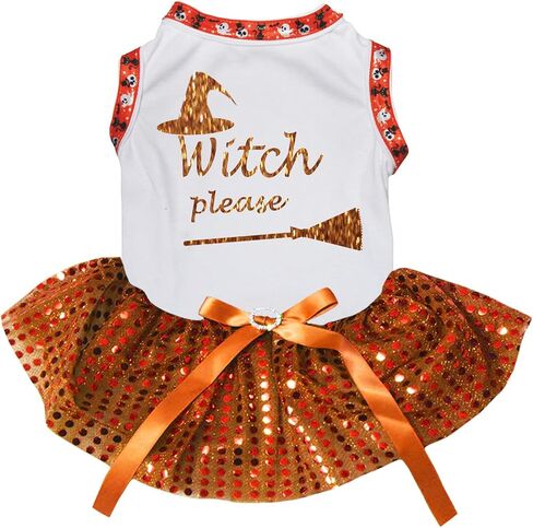 Petitebella Witch Please Puppy Dog Dress (Black/Gold Cobweb, X-Small) in Saudi Arabia