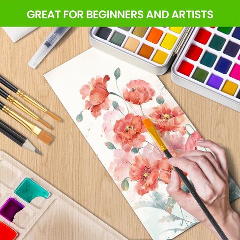Watercolor Paint Set 100 Colors,Water Colors Paint Adult Set with Watercolor Paper and Water Brush Pens,Ideal for Kids,Artists and Hobbyists,Perfect Starter Kit for Painting,For Travel (Upgrade green) in Saudi Arabia