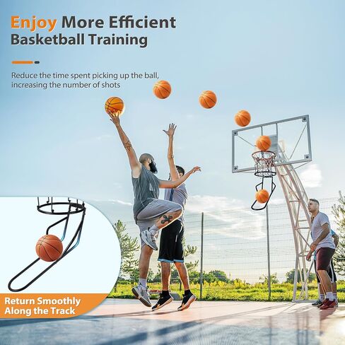 مرفق عودة كرة السلة، مرتد كرة السلة عالي التحمل مع 3 خطافات كبيرة ثابتة، ملحقات كرة السلة المتينة لتدريب كرة السلة بحافة 18 بوصة، أسود in Kuwait
