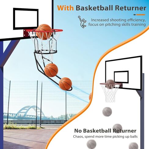مرفق عودة كرة السلة، مرتد كرة السلة عالي التحمل مع 3 خطافات كبيرة ثابتة، ملحقات كرة السلة المتينة لتدريب كرة السلة بحافة 18 بوصة، أسود in Kuwait