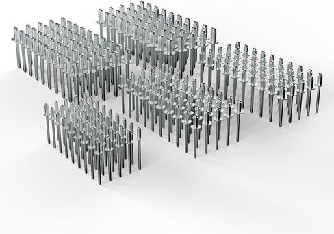 طقم برشام ألومنيوم 250 قطعة - 50 قطعة لكل منها بقطر 1/8 بوصة (3.2 مم)، Ø5/32 بوصة (4.0 مم)، Ø3/16 بوصة (5.0 مم)، Ø15/64 بوصة (6.0 مم)، 1/4 بوصة (6.4 ملم) الأحجام in Kuwait