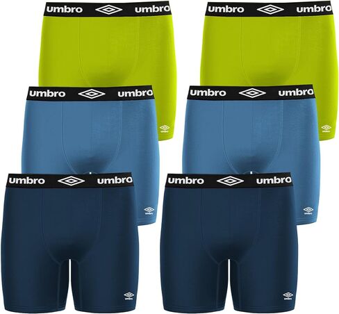 Umbro Mens Boxer Briefs Breathable Cotton Underwear for Men - 6 Pack Cotton Stretch Mens Underwear (Medium, Lime/Teal/Blue) in Saudi Arabia