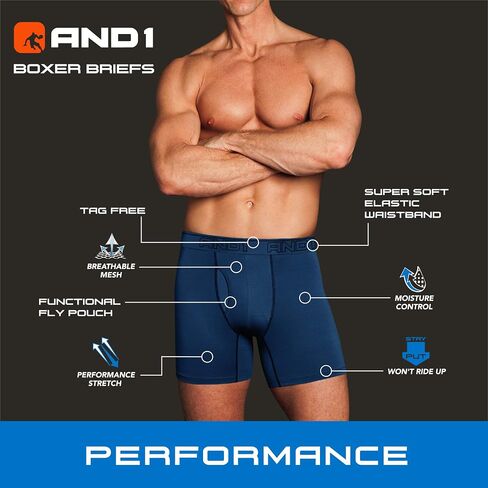 AND1 Men's Underwear – 12 Pack Super Soft Performance Boxer Briefs (S-3XL) in Saudi Arabia
