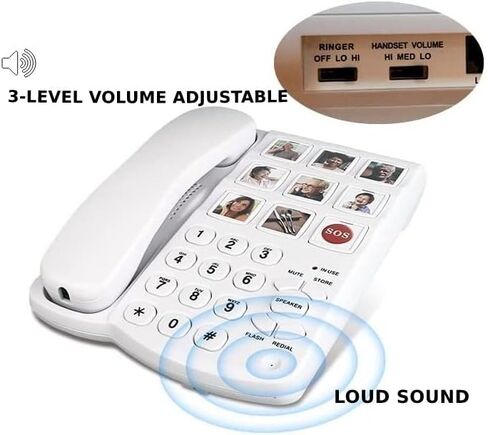 هاتف ذو زر كبير، هاتف سلكي بذاكرة الصور لكبار السن، اطلب هاتفًا أرضيًا لكبار السن in Kuwait