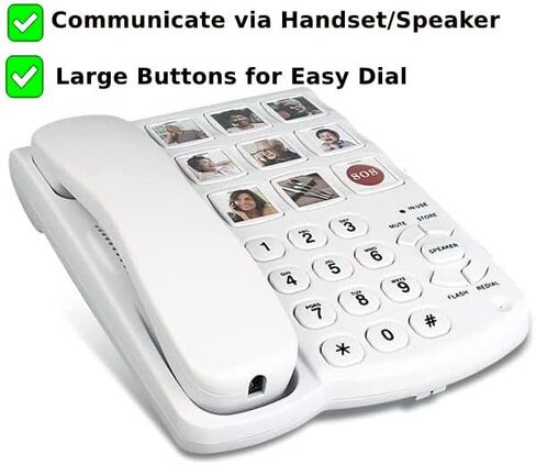 هاتف ذو زر كبير، هاتف سلكي بذاكرة الصور لكبار السن، اطلب هاتفًا أرضيًا لكبار السن in Kuwait
