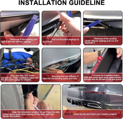 3 قطع من شفة المصد الخلفي مع ضوء الفرامل + مريلة الزاوية الخلفية استبدال أسود لامع لسيارة Honda Accord 10TH X Sedan (الرياضة والتجول) 2018-2022 in Kuwait