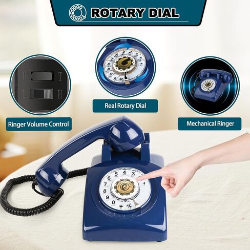 Retro Rotary Phone 1960s Vintage Rotary Dial Phone Old Landline Retro Phones with Mechanical Ringer for for Home, Office, Desk in Saudi Arabia