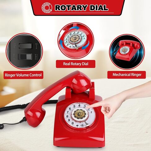 Retro Rotary Phone 1960s Vintage Rotary Dial Phone Old Landline Retro Phones with Mechanical Ringer for for Home, Office, Desk in Saudi Arabia
