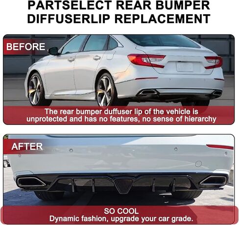 3 قطع من شفة المصد الخلفي مع ضوء الفرامل + مريلة الزاوية الخلفية استبدال أسود لامع لسيارة Honda Accord 10TH X Sedan (الرياضة والتجول) 2018-2022 in Kuwait