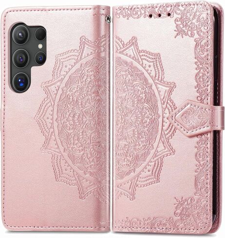 for Samsung Galaxy S24 Case Wallet for Women Man,PU Leather Tree Cat Flowers Embossed Wrist Strap Card Slots Pocket Kickstand Flip Protective Phone Case Cover for Galaxy S24 Light Purple in Kuwait