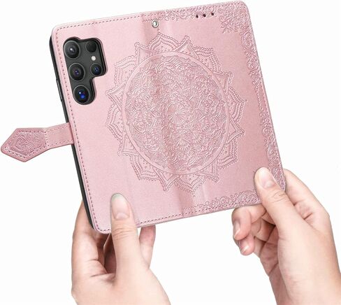 for Samsung Galaxy S24 Case Wallet for Women Man,PU Leather Tree Cat Flowers Embossed Wrist Strap Card Slots Pocket Kickstand Flip Protective Phone Case Cover for Galaxy S24 Light Purple in Kuwait