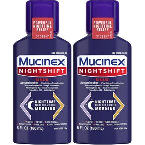 Severe Congestion & Pain Relief, Mucinex Sinus-Max Max Strength, 6oz Clears Sinus & Nasal Congestion, Relieves Headache & Fever, Thins & Loosens Mucus in Kuwait