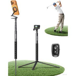OMOTON CV08-B1 Golf Tripod & Monopod, 5-in-1 Golf Swing Recording Pro Kit | 59" Aluminum Pole, Ground Spike + Tripod Base, 30ft Range Bluetooth Remote + Magnetic Mount, Fits iPhone, Android, GoPro in Saudi Arabia