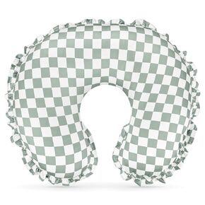 DILIMI Nursing Pillow Cover, Removable Ruffled Pillowcase for Breastfeeding Pillows, Ultra Soft Comfortable Slipcover for Baby Girl and Boy, Pink Gingham in Kuwait
