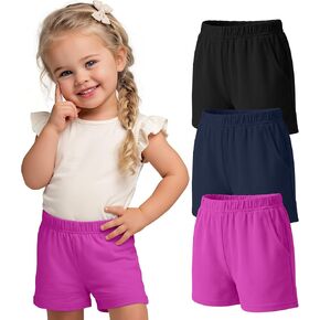3 Pack Toddler Girls Shorts Elastic Waist Athletic Pull on Lightweight Shorts Pockets Summer Kids Clothes 2-10 Y in Saudi Arabia