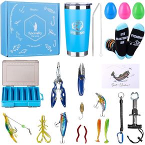 Fishing Gifts for Men Unique, Fishing Gear Accessories Gift for Men Christmas, Unique Fisherman Gifts for Dad Grandpa Brother Friends, Fish kit for Adults, Valentines Birthday Gift Set for Fisherman in Kuwait