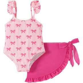 Toddler Baby Girl Swimsuit One Piece Girls Bathing Suit Adjustable Strap Ruffle Swimwear with Cover Up in Kuwait
