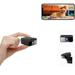كاميرا مخفية مع سحابة، كاميرا تجسس صغيرة بدقة 4K HD WiFi عرض فيديو 150 درجة، كاميرا سرية للمراقبة الداخلية اللاسلكية، كشف حركة AI ذكي/رؤية ليلية لأمن المنزل كاميرا مربية صغيرة (أسود-4K) in Kuwait